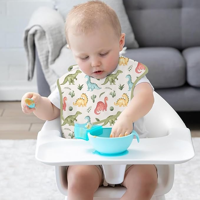 3-Pack Waterproof Baby Bibs for Eating - Lightweight Feeding Bibs, Mess Proof, Baby Essential Must Have for Eating