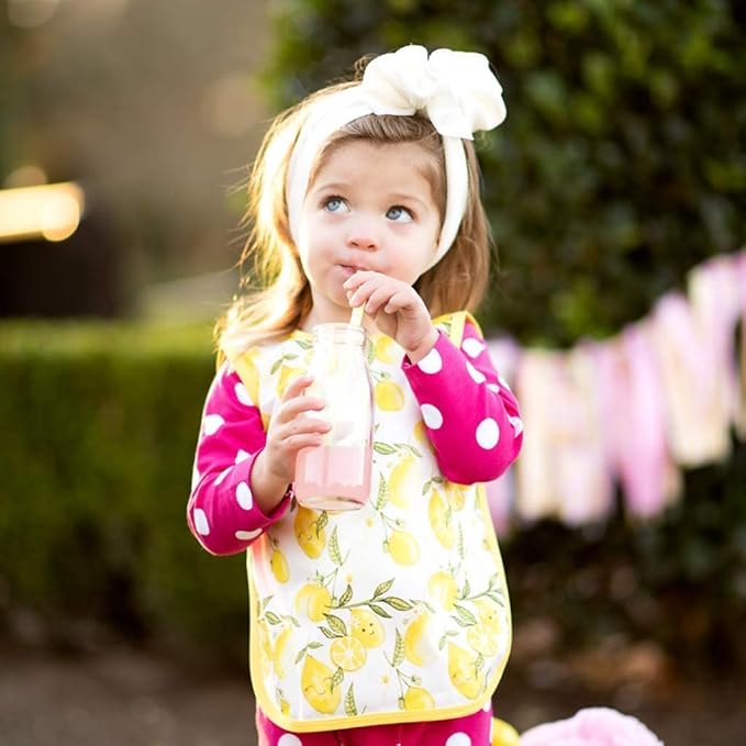 BapronBaby Fresh Lemon Bapron - No Neck Tie Safer Bib for Baby & Toddler - Soft Waterproof Stain Resistant - Machine Washable - Sz Baby/Toddler 6m-3T