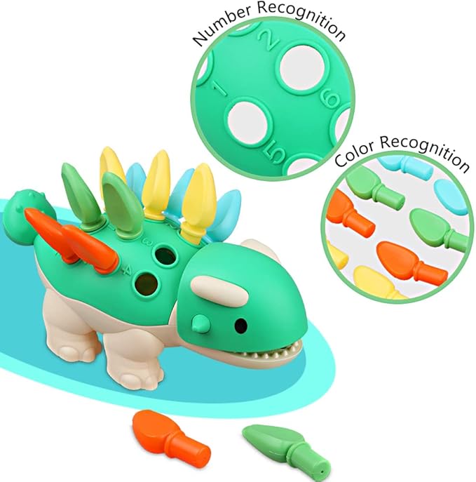 Baby Sensory Toys Toddler Montessori Learning Fine Motor Skills Toy for 6 9 12 18 Month One Year Old Boy Birthday Gift Kid Sorting Stacking Color Recognition Dinosaur Age 1 2 3 4 Educational Toys