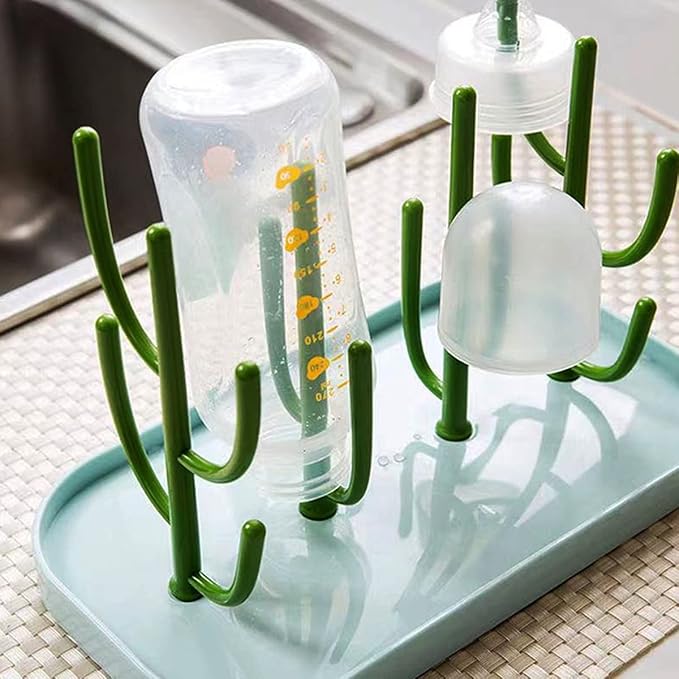Baby Essentials,Bottle Drying Rack,Baby Bottle Drying Rack,Drying Rack for Kitchen Counter,Detachable Bottle Dryer Holder with Base.for Nipples,Cups,Pump Parts and Accessories(Green)