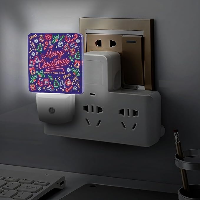 Merry Chrismas Night Light, Plug into Wall Decor Nightlights for Bedroom, Bathroom, Hallway, Kitchen, with Dusk to Dawn Light Auto Sensors LED Night Lights for Boys Girls Women Men Room Gifts