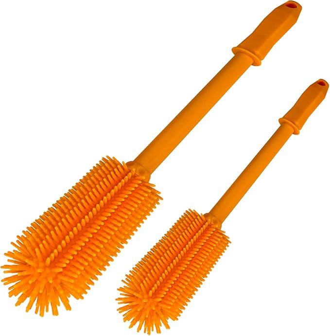 Long Silicone Bottle Cleaning Brush | 2 Pack| 16”+13”Water Bottle Brush Cleaner Brush for Hydro Flask,Glassware,Vacuum Sports Bottle&Vases,Silicone Water Bottle Cleaner Brush for Narrow Neck