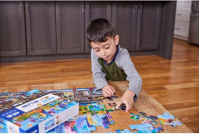 Crocodile Creek Above + Below 48-Piece Jigsaw Floor Puzzle - Fun Floor Puzzles for Kids Ages 4-8, Big City