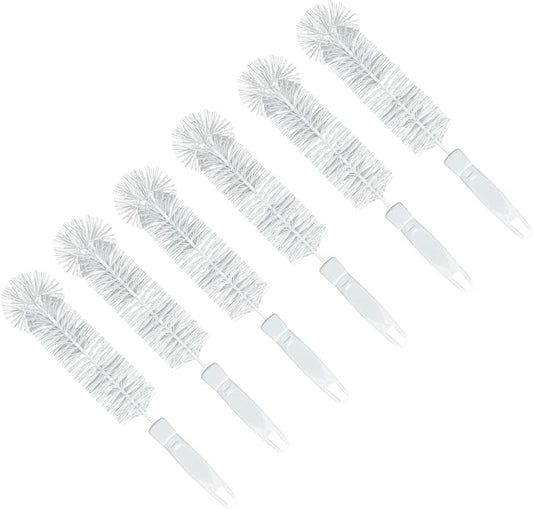 LOLA Bottle Brush Cleaner, 6 Pack, Durable Fiber Bristles Around Twisted Wire with Gripper Handle & Storage Hang Hole, Dishwasher Safe