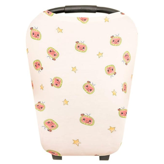 Copper Pearl Baby Car Seat Cover Canopy and Nursing Cover Multi-Use Stretchy 5 in 1 Gift 'CoComelon' - One Size
