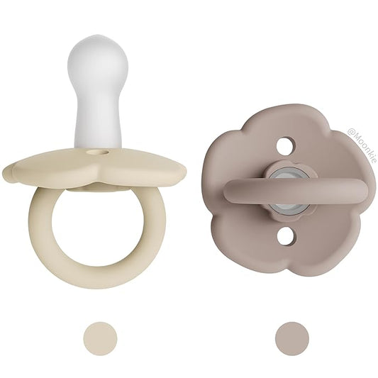 Moonkie Pacifiers Set of 2 | One-Piece Design Baby Pacifier with Large Air Holes | BPA-Free Silicone | Safe for Babies 6 Months+