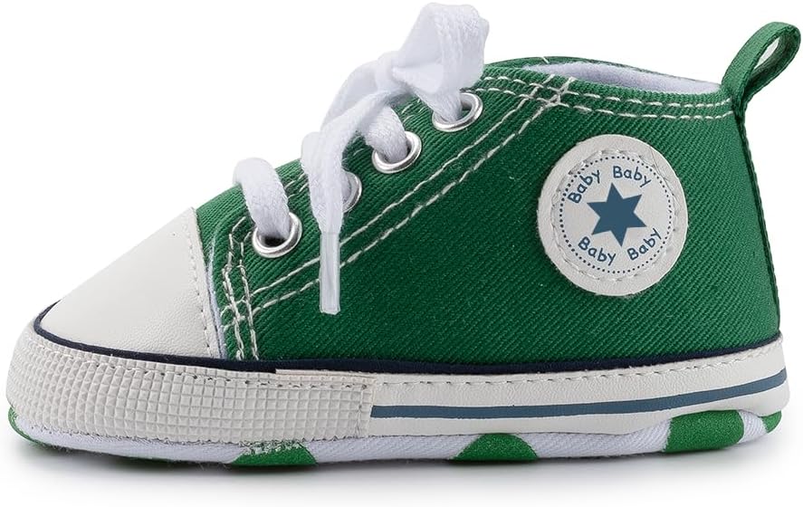 Meckior Baby Girls Boys Canvas Sneakers Soft Sole High-Top Ankle Infant First Walkers Crib Shoes