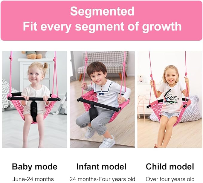 Toddler Swing & 2-in-1Baby Swing - Adjustable Rope Swing Seat for Kids Indoor & Outdoor Durable Backyard Swing Set for Infants & Toddlers(Pink)