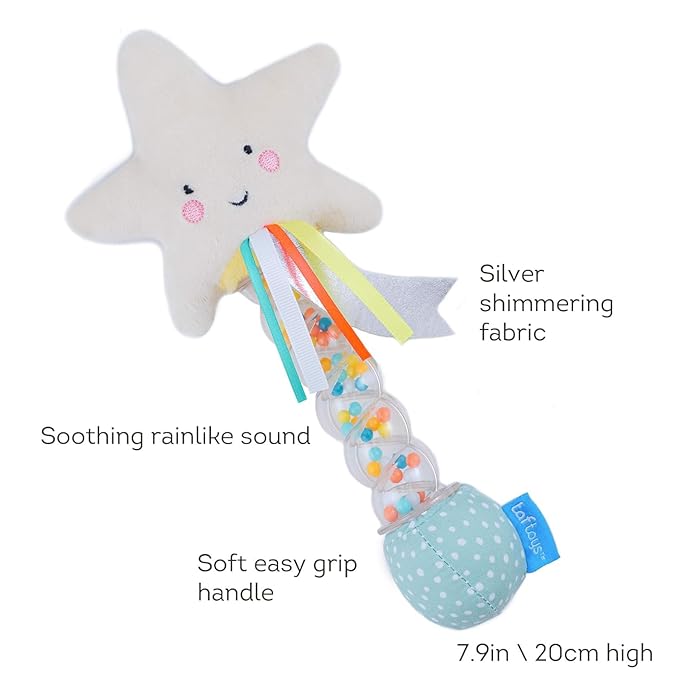 Taf Toys Star Rainstick Rattle, Musical Shake & Rattle Rainmaker Toy, Musical Instrument for Babies and Toddlers for Sensory and Motor Skills Development