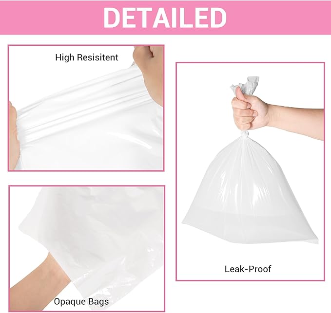 Odor Sealing Baby Diaper Disposable Bags - M/220 Counts Unscented, Durable Diaper Sacks for Home, Travel & On-the-Go Use (Color:White)