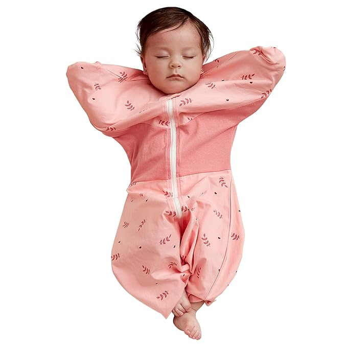 GROWNSY Transitional Swaddle Sleep Sack 6-12 Months, Starfish Design Baby Swaddle Sack, Dual-Zipper for Easy Diaper Changes, Proper Hip Development & Openable Foot Button, 19-27 lbs, Pink