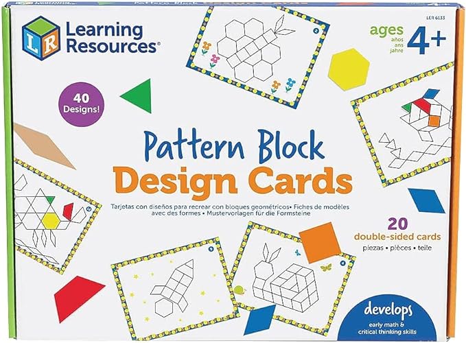 Learning Resources Pattern Block Design Cards, Color Recognition, STEM Toy, Ages 4+