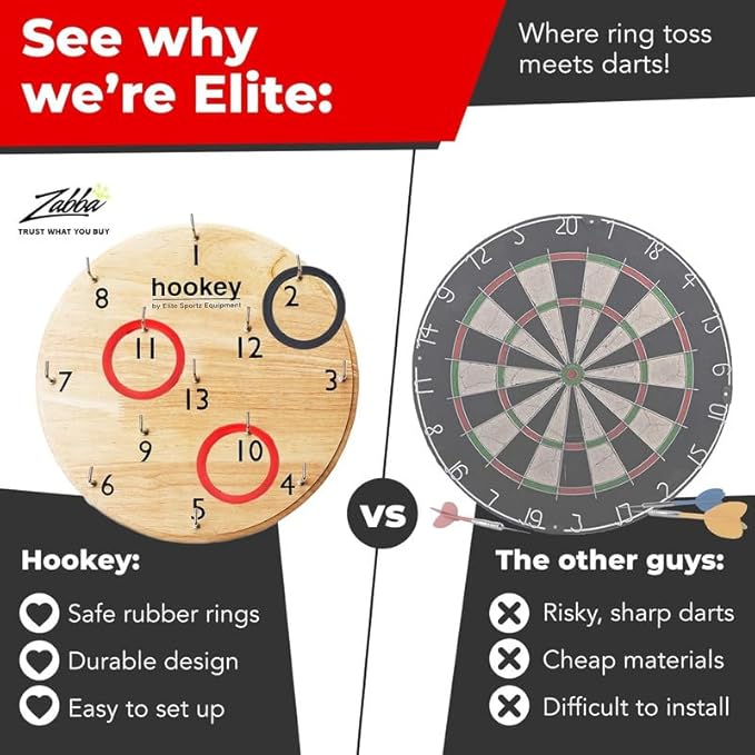 Elite Sportz Equipment Ring Toss Game | Sturdy Wooden Board Set for Kids Outdoor Games | Camping Activities - Adults & Kids Picnic