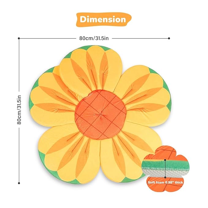 Baby Bath Pad for Infant Bathtub Sink, Non-Slip Flower Bathtub for Infants 0-6 Months, Soft Baby Sink Bath Cushion for Babies Bath Time, Newborns Bath Essentials Must Haves-Sunflower