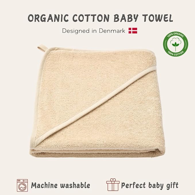Baby Hooded Towel – Organic Cotton Baby Bath Towels – Baby Towels, Baby Bath Towels for Baby Boy, Baby Girl, 32" x 32" Super-Soft and Absorbent Baby Towels for Newborn (Fog)