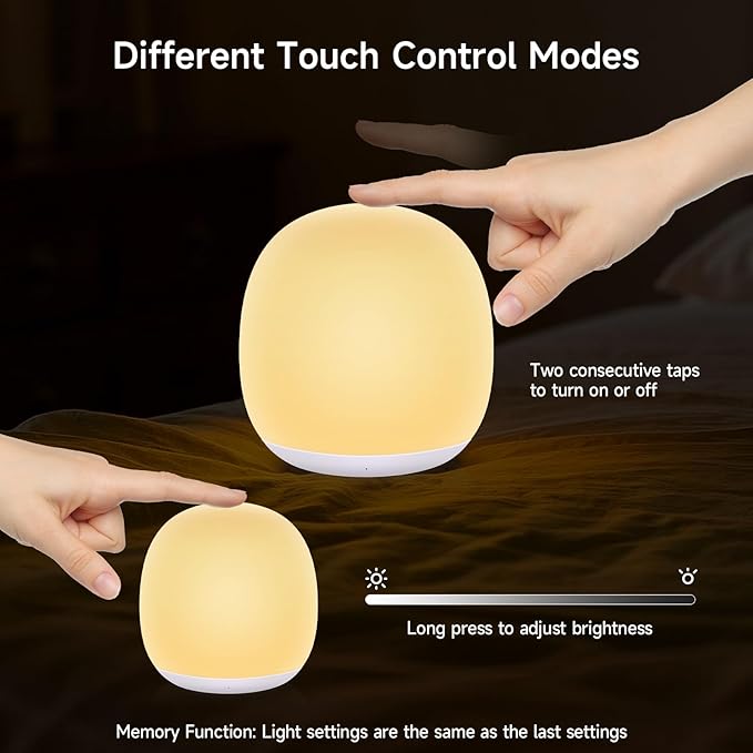 Baby Night Light, Nursery Night Lamp with 8 RGB Colors Changing, 1h Timer, Rechargeable & Touch Control, Soft BPA Free Portable Dimmable Night Lamp for Kids Room Breastfeeding