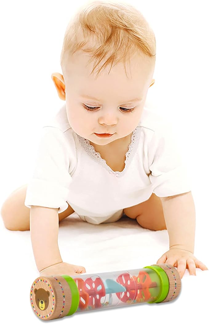 Musfunny Rainmaker Baby Rain Stick Toys for Kids: 8 inch Rainstick Sensory Rattle Toys for Babies,Shaker Rainfall Tubes Musical Instrument -Colorful