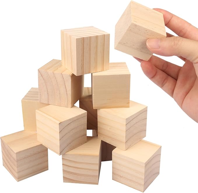 72 Packs Wooden Blocks for Crafts, 1.57 Inch Pine Wood Cubes, 4 x 4 x 4 cm Wooden Cubes for Paint, Stamp, Decorate, DIY Projects and Personalized Gifts,by GNIEMCKIN.