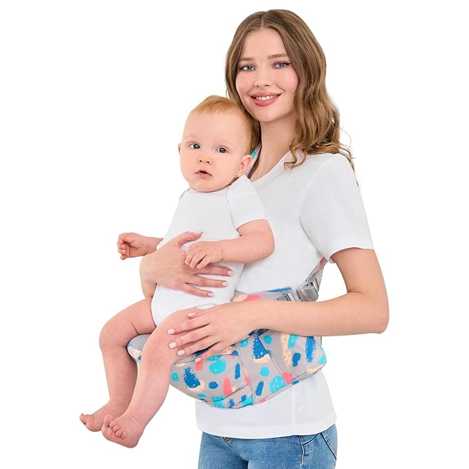 Baby Hip Seat Carrier Baby Waist Stool for Child Infant Toddler with Adjustable Strap Buckle Pocket Soft Inner Huge Storage,Light Grey