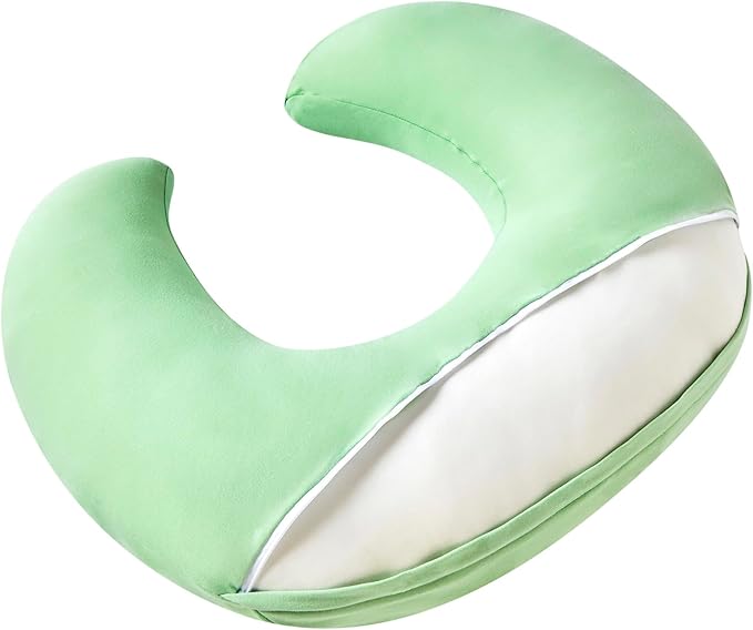 Nursing Pillow, Plus Size Breastfeeding Pillow Original Support for Baby Boys Girls Breastfeeding Essentials, with Removable Soft Cotton Cover (Green, Large (25.59 * 20.08 * 6.30 Inches))