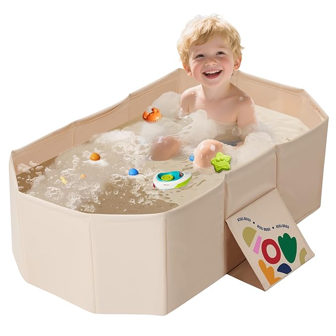 Baby Foldable Bathtub, Baby Bath Tube with Non-Slip Base Portable Baby Tube for Newborn to Toddler