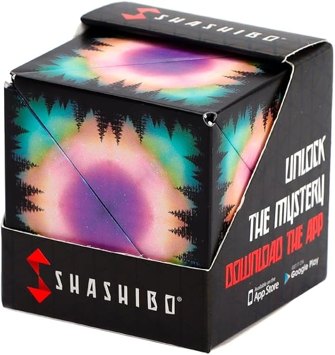 SHASHIBO Shape Shifting Box - Award-Winning Fidget Toy w/ 36 Rare Earth Magnets - Fidget Cube Transforms Into Over 70 Shapes, Sensory Toy Gift for Kids, Teens, and Adults (Moon)