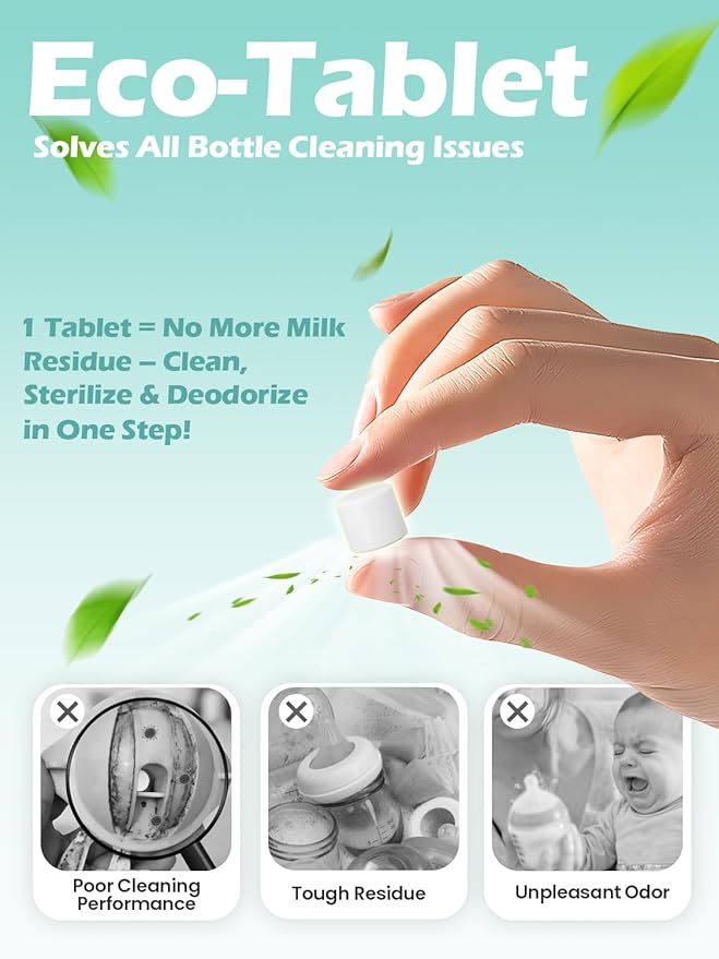 300PCS Official Detergent Cleaning Tablets: for Baby Brezza Grownsy Papablic Momfann Bottle Washer - Baby Bottle Washer Tablets for All Brands Bottles Washers Machines