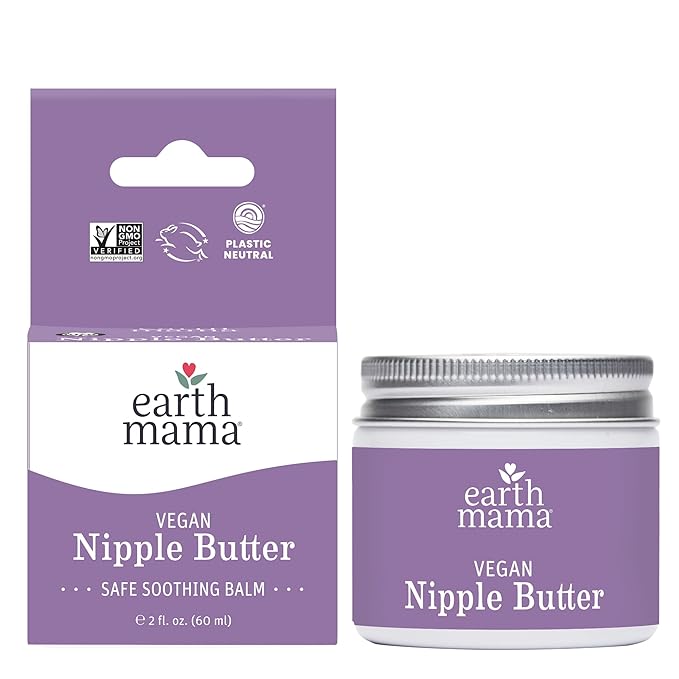 Earth Mama Vegan Nipple Butter | Cruelty-Free Breastfeeding Cream for Nursing Mamas | NO Lanolin, 2-Ounce