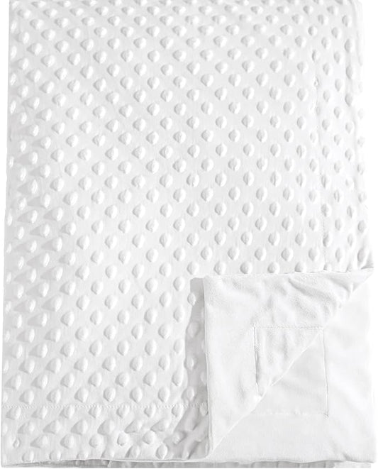 david's kids Micro Fleece Minky Baby Throw Blanket for Boys Girls Neutral with Double Layer and Soothing Raised Dots, 50x60 Inches Breathable and Soft Lightweight Receiving Blanket for Newborns White