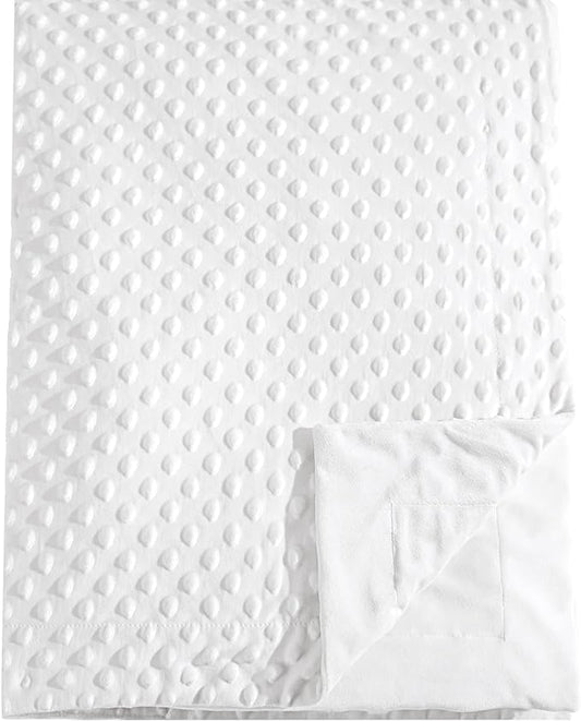 david's kids Micro Fleece Minky Baby Blanket for Boys Girls Neutral with Double Layer and Soothing Raised Dots, 40x50 Inches Breathable and Soft Lightweight Receiving Blanket for Newborns, White