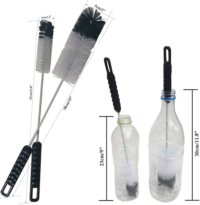 NewFerU Bottle Cleaning Brushes Long Handle Thin, Small Big Wire Cleaner Bendable Flexible for Water Wine Baby Bottles, Pipe, Tube, Hose, Flask (4)