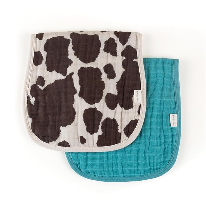 Itzy Ritzy Set of 2 Baby Burp Cloths – Ultra-Soft Absorbent Burping Cloths for Babies - Made of 100% Cotton Muslin and Generously Sized with Trendy Coordinating Prints – Machine Washable (Cow Print)