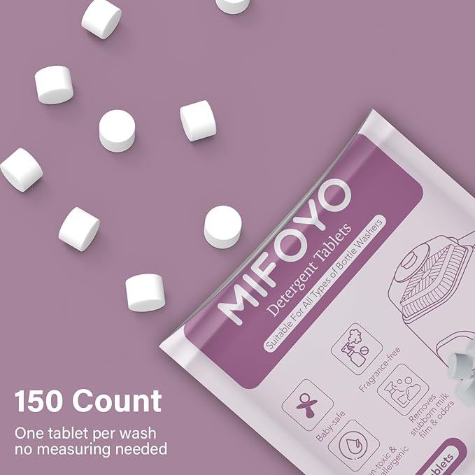 150PCS Baby Bottle Washer Detergent Tablets, Detergent Soap Tablets Compatible with All Types of Bottle Washers, Bottle Cleaning Tablets, Baby Bottle Washer Tablets, 30 Count per Bag