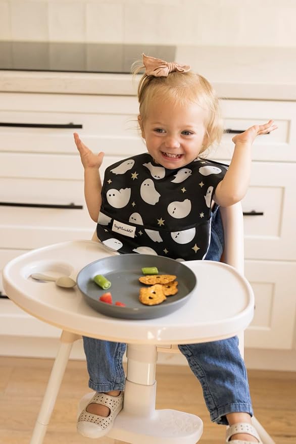 Tiny Twinkle Mess Proof Baby Bibs for Eating – Waterproof, Wipeable Toddler Bibs with Pocket – Baby Food Bibs for Girls & Boys(3 Pack,Halloween)