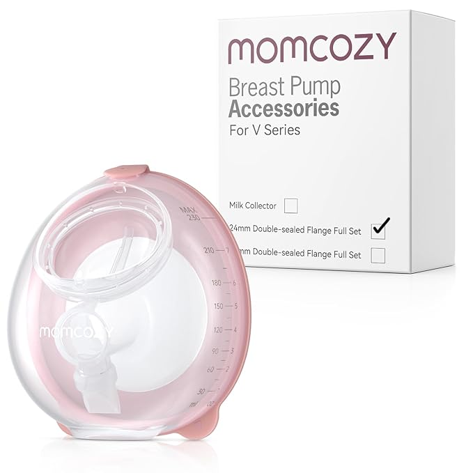 Momcozy Original V1 Pro/V2 Pro Breast Pump Replacement Accessories,Full Set Collector Max 7.8oz, with Double-Sealed Flange 24mm, 1PC