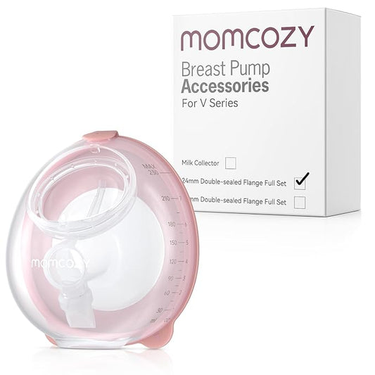 Momcozy Original V1 Pro/V2 Pro Breast Pump Replacement Accessories,Full Set Collector Max 7.8oz, with Double-Sealed Flange 24mm, 1PC