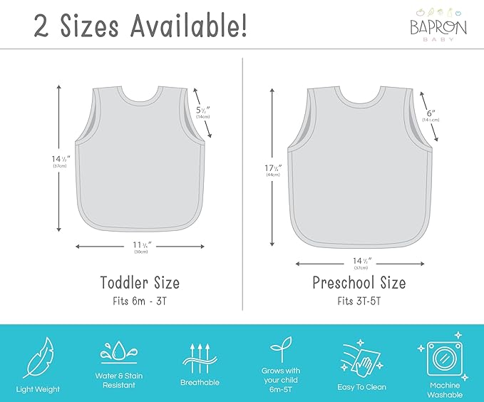 BapronBaby Minimalist Copper Bapron - No Neck Tie Safer Bib for Baby & Toddler - Soft Waterproof Stain Resistant - Machine Washable - Sz Baby/Toddler 6m-3T