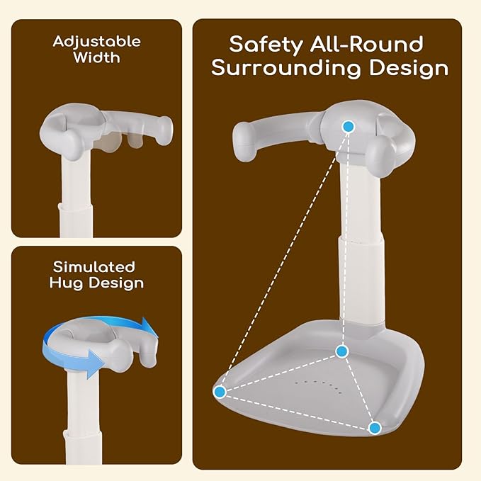 Dollate Baby Shower Standing Support Adjustable Height Baby Shower Stand with Anti-Slip Base, Portable Bath Stand for Infant 8-36 Months Toddler Standing Bath Support for Shower & Tub