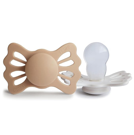 FRIGG Lucky Symmetrical SilkySoft Silicone Baby Pacifier | Made in Denmark | BPA-Free (Silky Satin/Cream, 6-18 Months)