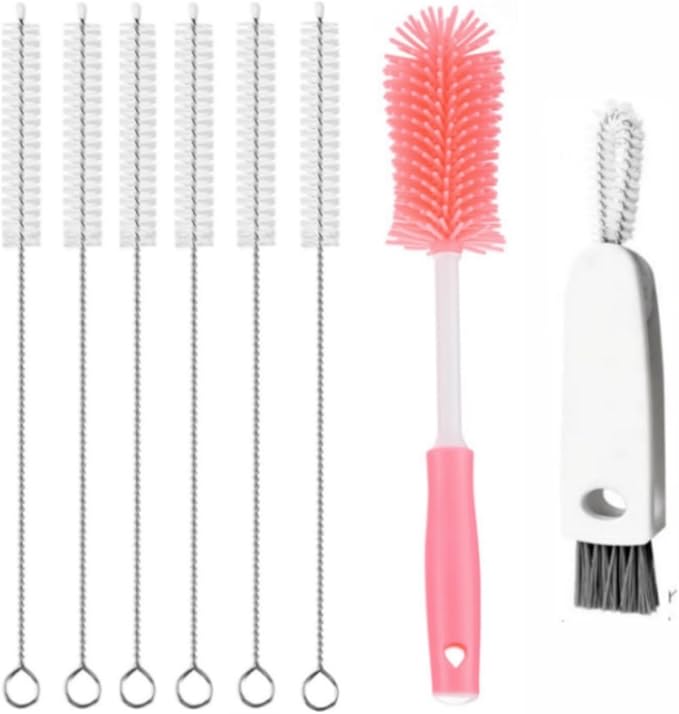 Water Bottle Brush for Owala, Straw Cleaner Brush for Owala/Stanley/Yeti Tumblers, 3 in 1 Cap lid Brush for Owala 16oz/24oz/32oz/40oz Water Bottles (Pink)