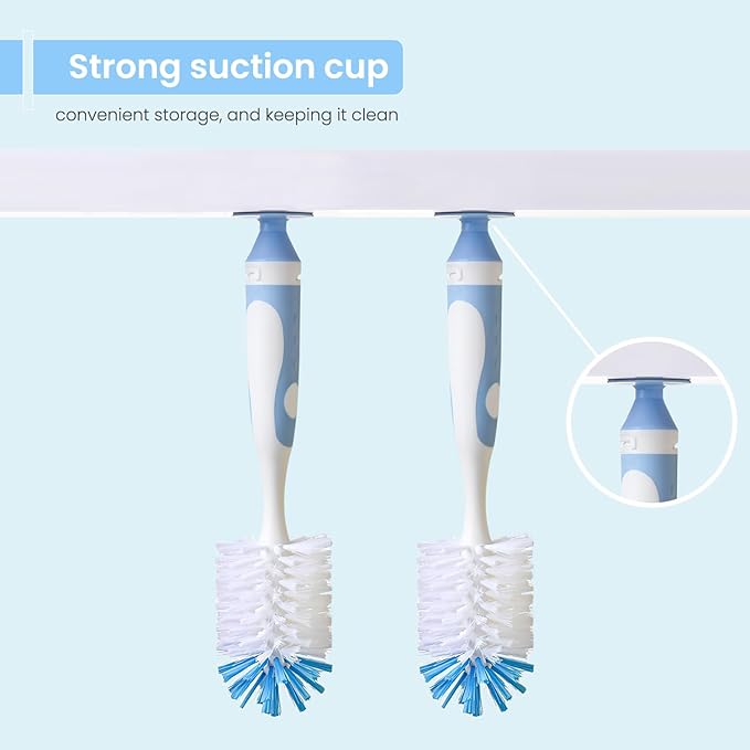 4-in-1 Baby Bottle Brush Set, Including Nylon Bottle Brush, Cap, Straw, Nipple Brushes, BPA-Free (Pink)