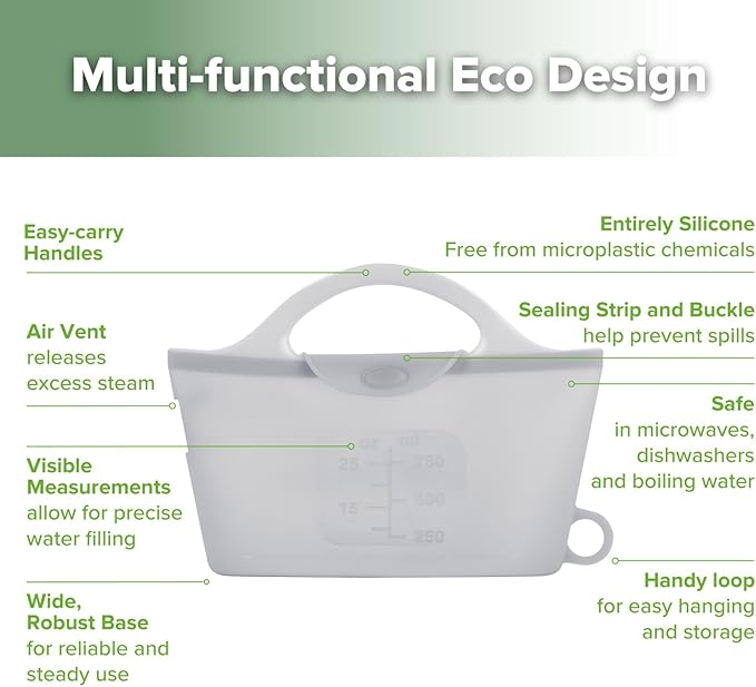 haakaa Wearable Silicone Breast Pump with Steriliser Bag, 2-in-1 Hands-Free Passive Breast Milk Catcher for Nursing Mom, Breastfeeding Essentials, 75ml Shell Pump & 750ml Steriliser Bag - Grey