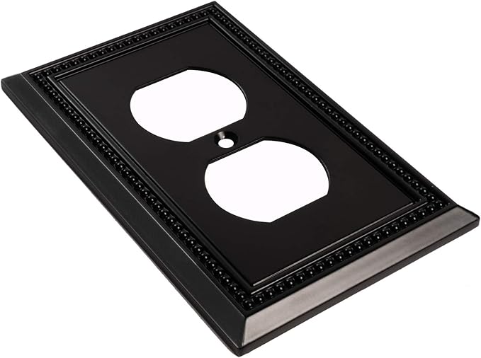 Henne Bery Sunken Pearls Heavy Duty Switch Plate/Wall Plate/Outlet Cover (Single Duplex 2PK, Matte Black