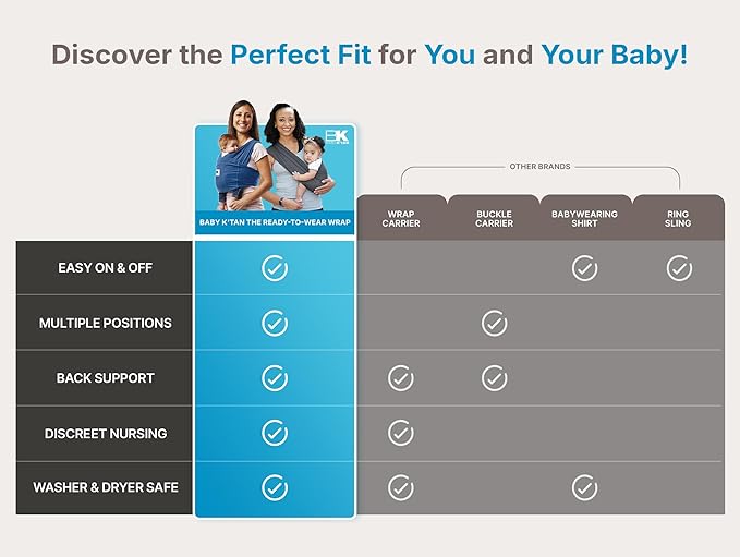 Original Baby K'tan Baby Carrier: #1 Easy Pre-Wrapped, Soft, Slip-On, No Rings, No Buckles | The Best Hands Free Infant Wrap for Newborn to Toddler up to 35lb (See Size Chart) + Baby Hat