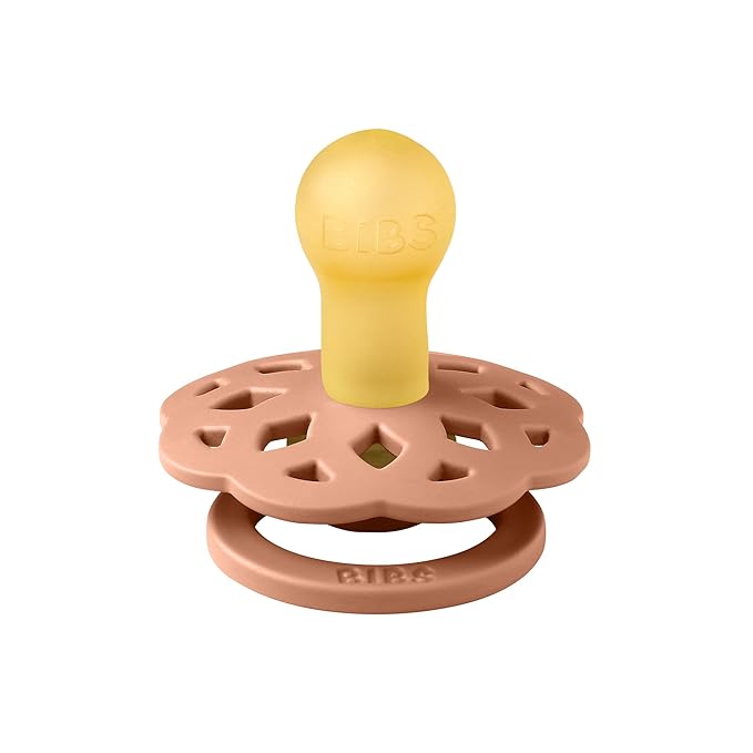 BIBS Pacifiers - Boheme Collection | BPA-Free Baby Pacifier | Made in Denmark | Set of 2 Peach/Woodchuck Color Premium Soothers | Size 0-6 Months