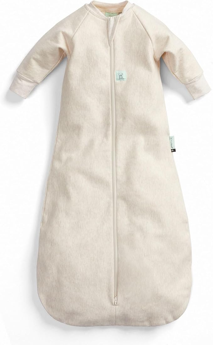 ergoPouch Jersey Sleeping Bag 3.5 TOG – Arms-Out Baby Sleep Sack, Ideal Transition from Swaddling, Slim Fit Keeps Baby Secure & Comfortable, Soft Breathable Fabric (3–12 Months, Oatmeal Marle)