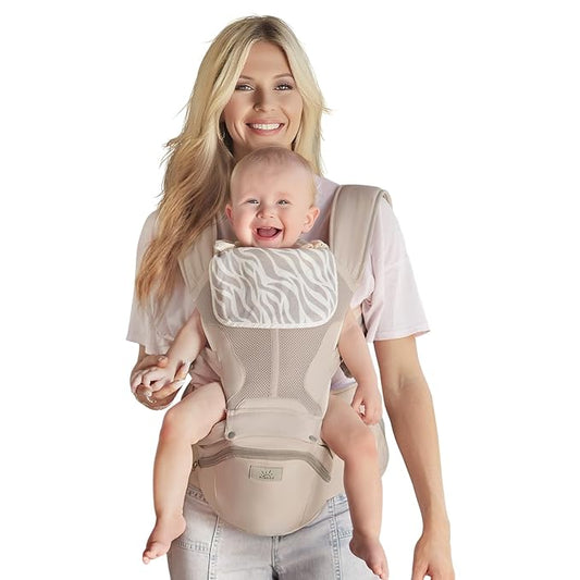 MOMTORY StowNGO Pro Baby Carrier, Safety-Certified 6-in-1 Baby Carrier Newborn to Toddler, Detachable Baby Holder Carrier with Hip Seat, Ergonomic Cozy Baby Body Carrier for 7-50lbs, Khaki