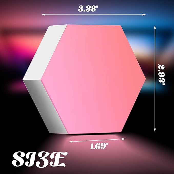 ODISTAR Remote Control Hexagon Wall Light,Smart Wall-Mounted Touch-Sensitive DIY Geometric Modular Assembled RGB led Colorful Light with USB-Power,Used in Bedroom (6-Pack)