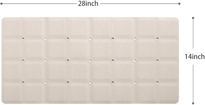 Foldable Non Slip Silicon Bath Mat Bathtub mat no Suction Cups for Textured Tub and Reglazed Tub(Foldable-Beige, 28-inch x 14-inch)