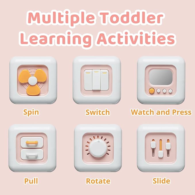 Busy Cube, Toys for 1 Year Old Girl Gifts, Montessori for Baby Girl, Travel Sensory Toys for Toddlers 1-3, Learning Fine Motor Skills| 1st Birthday Girl Gifts 12 Months Stocking Stuffers